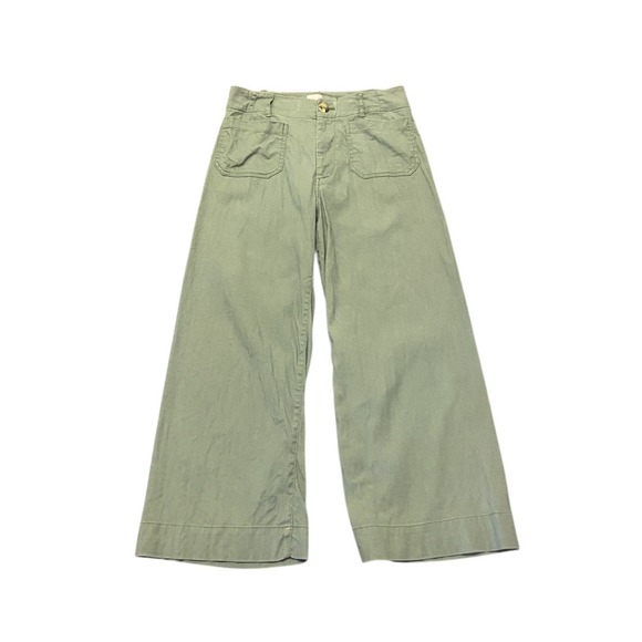 Maeve by Anthropologie Pants - Maeve Anthropologie The Colette Wide Leg Pants Green Linen Blend High Rise 28